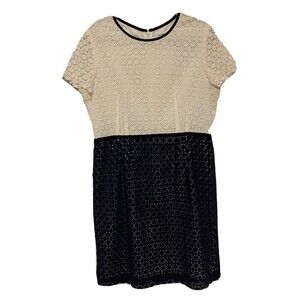 Calvin Klein Womens Plus Size 14 Multicolor Eyelet Overlay Sheath Dress